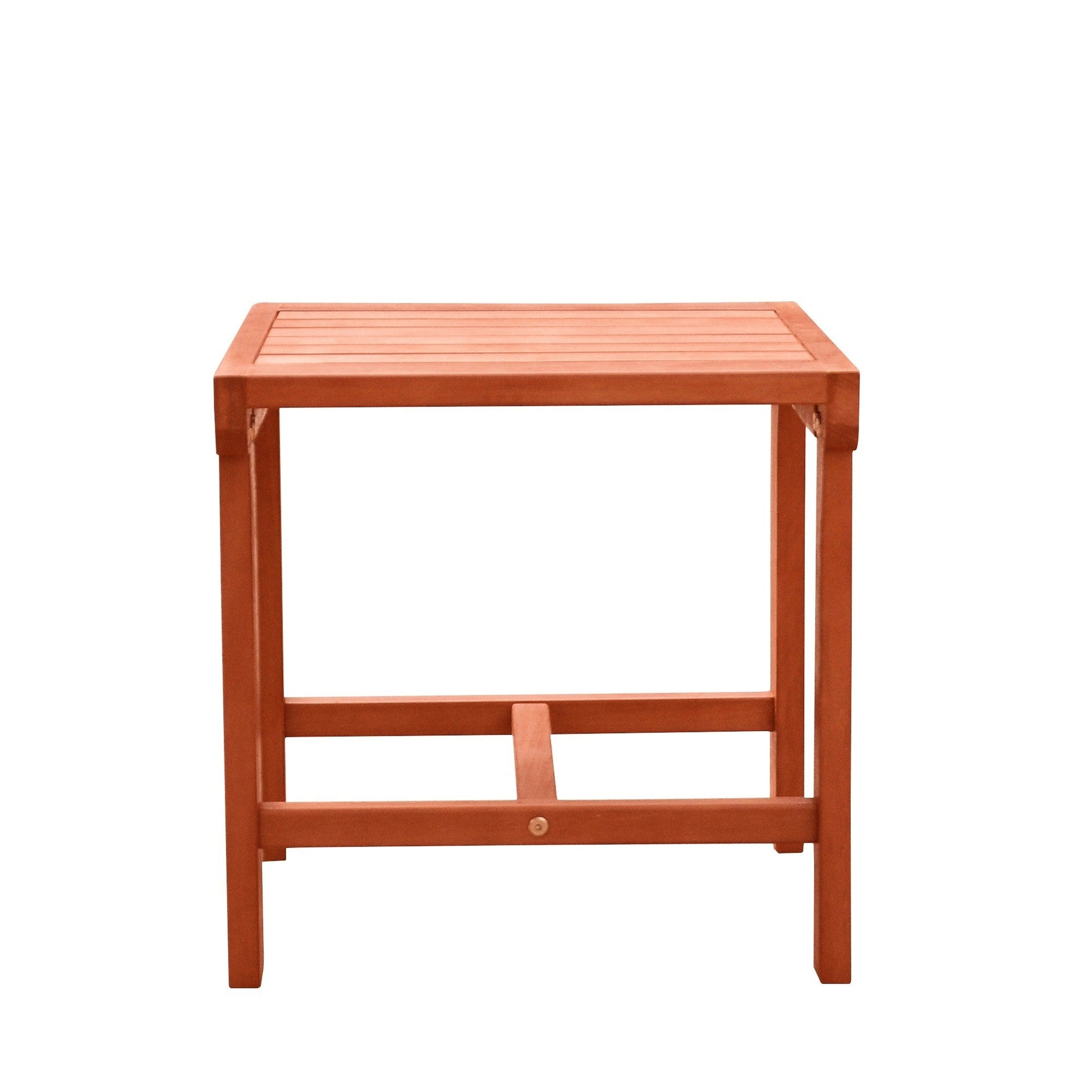 HomeRoots Outdoor Wooden Side Table in Sienna Brown Finish