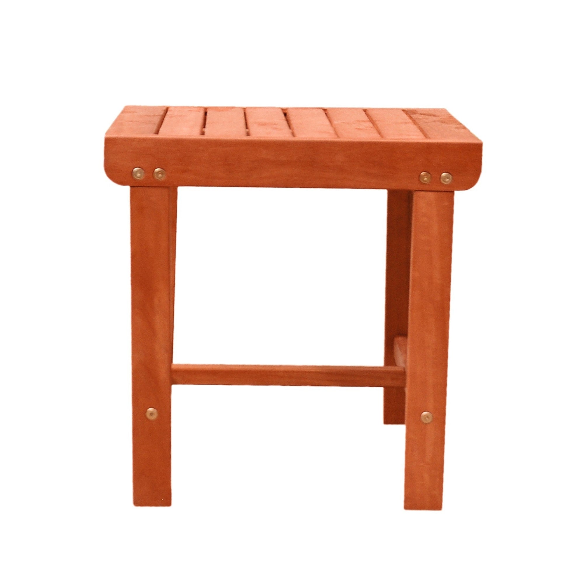 HomeRoots Outdoor Wooden Side Table in Sienna Brown Finish