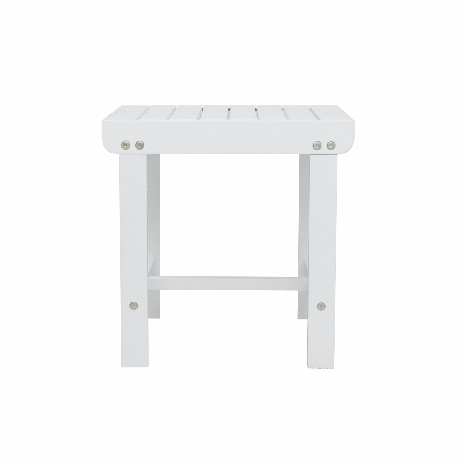 HomeRoots Outdoor Wooden Side Table in White Finish