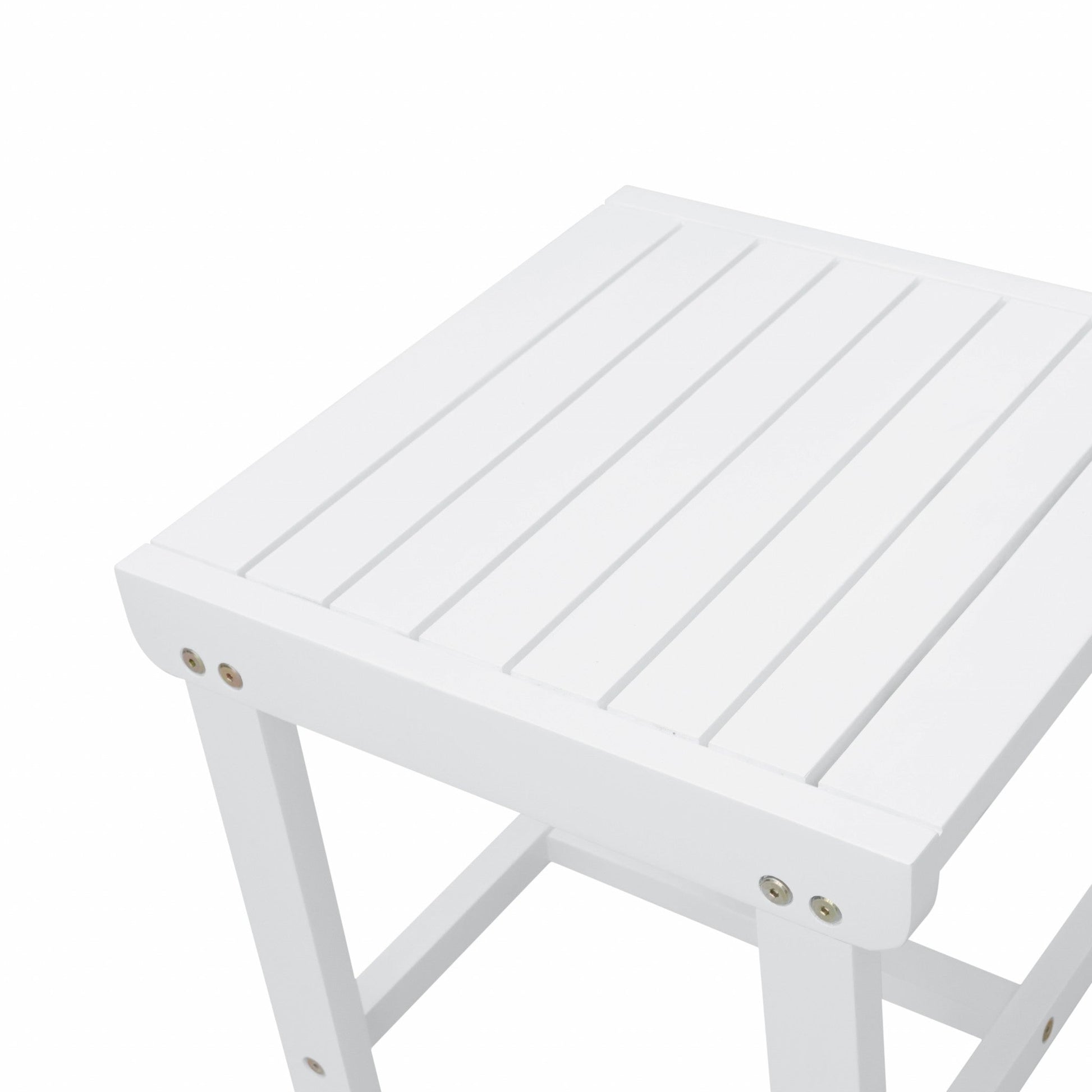 HomeRoots Outdoor Wooden Side Table in White Finish