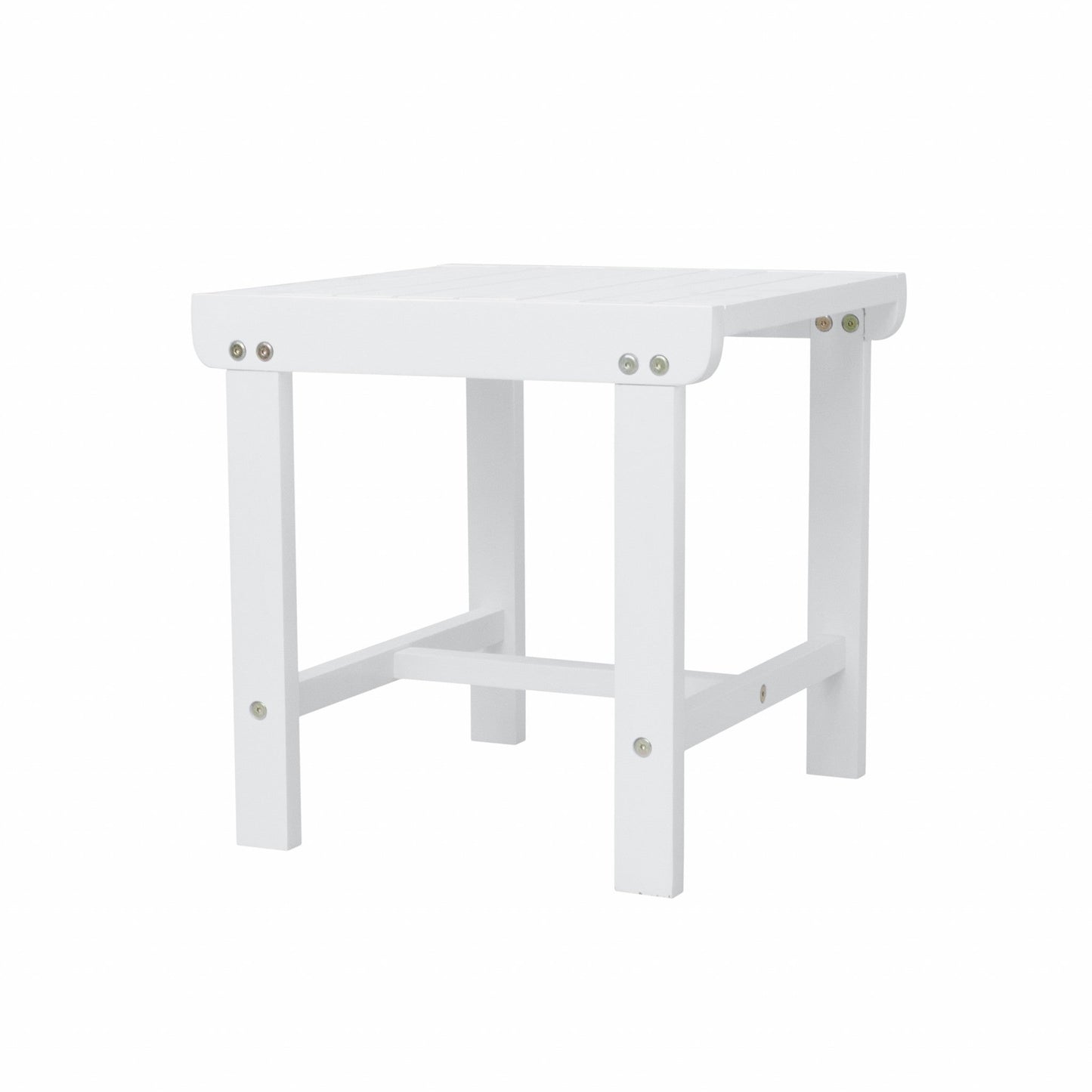 HomeRoots Outdoor Wooden Side Table in White Finish