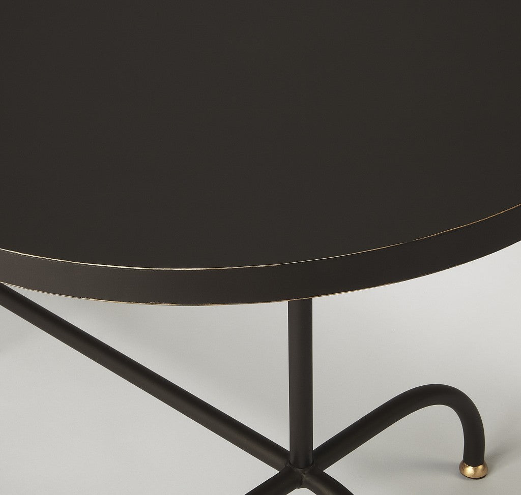 HomeRoots Oval Metal Coffee Table in Black Finish