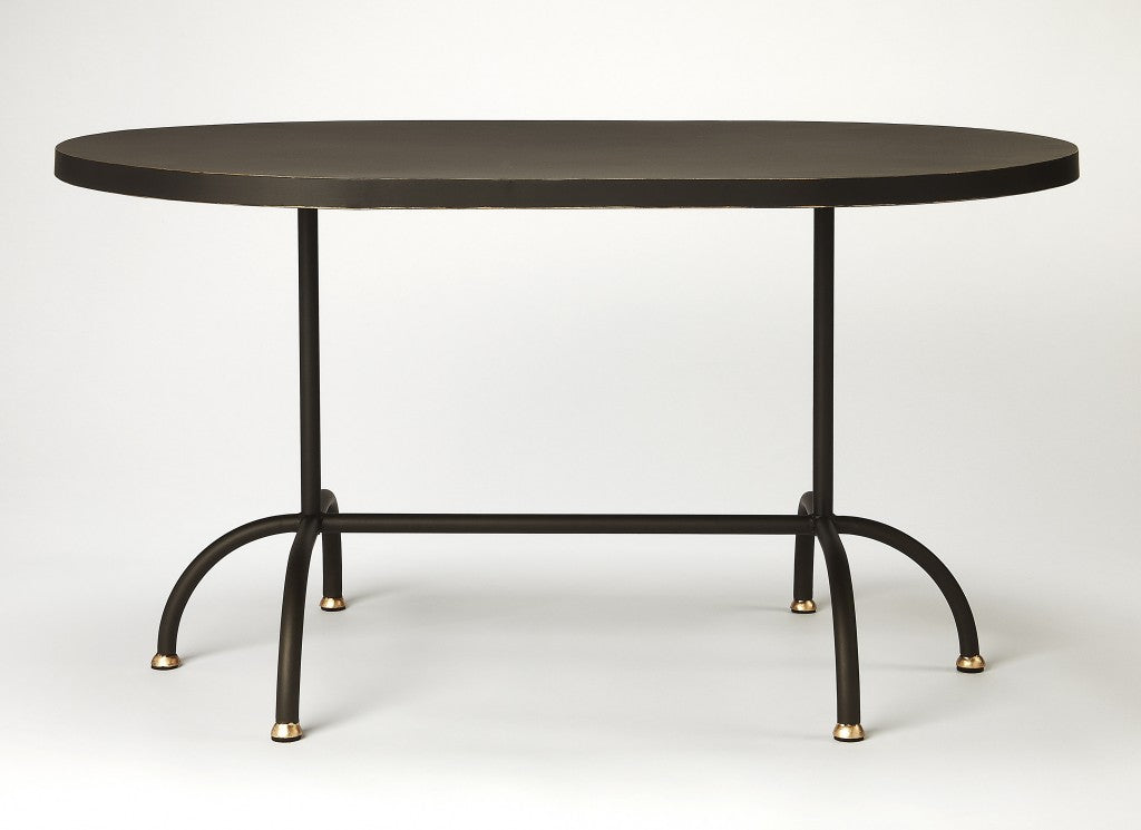 HomeRoots Oval Metal Coffee Table in Black Finish