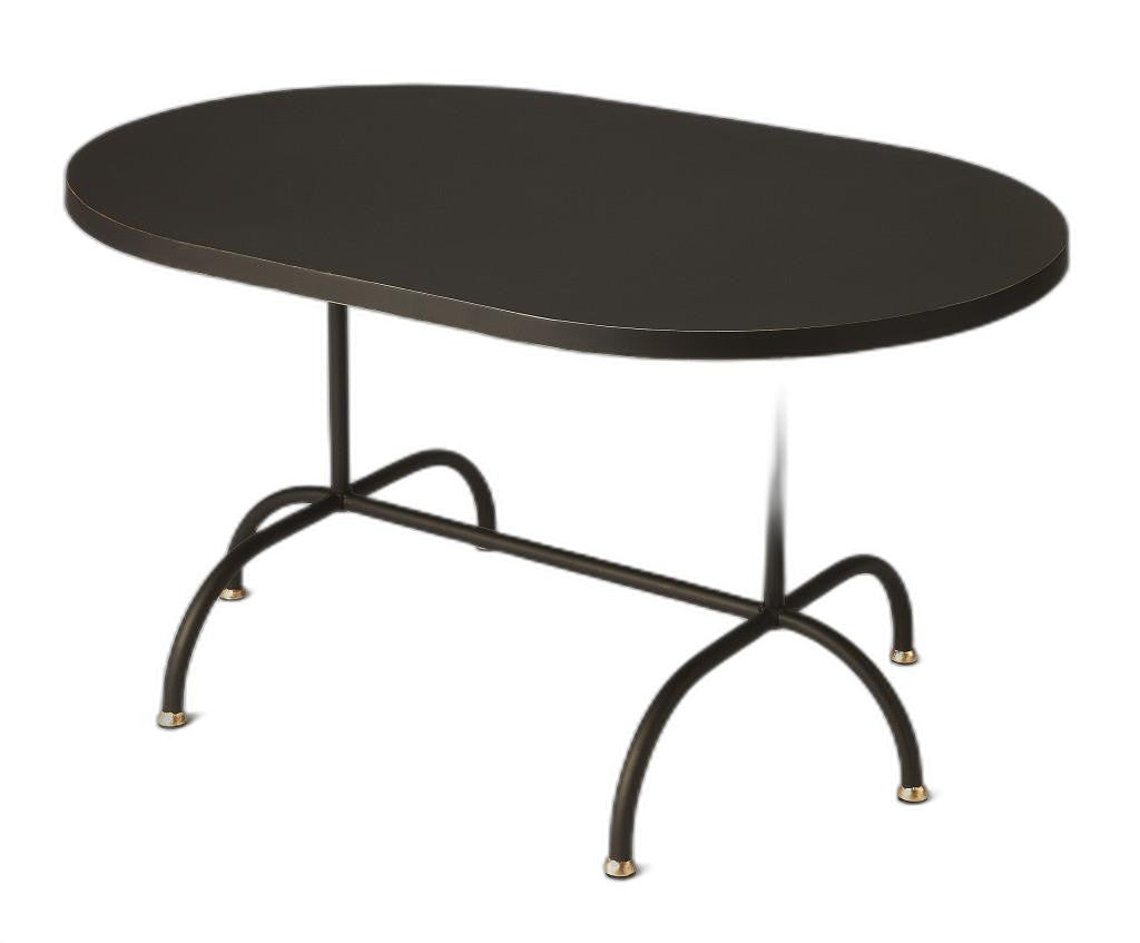 HomeRoots Oval Metal Coffee Table in Black Finish