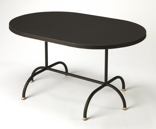 HomeRoots Oval Metal Coffee Table in Black Finish