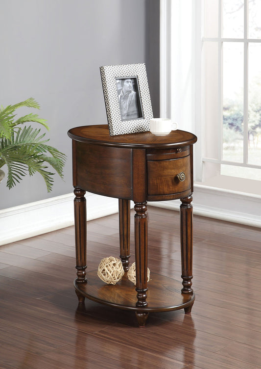 HomeRoots Oval Side or End Table in Dark Oak Finish