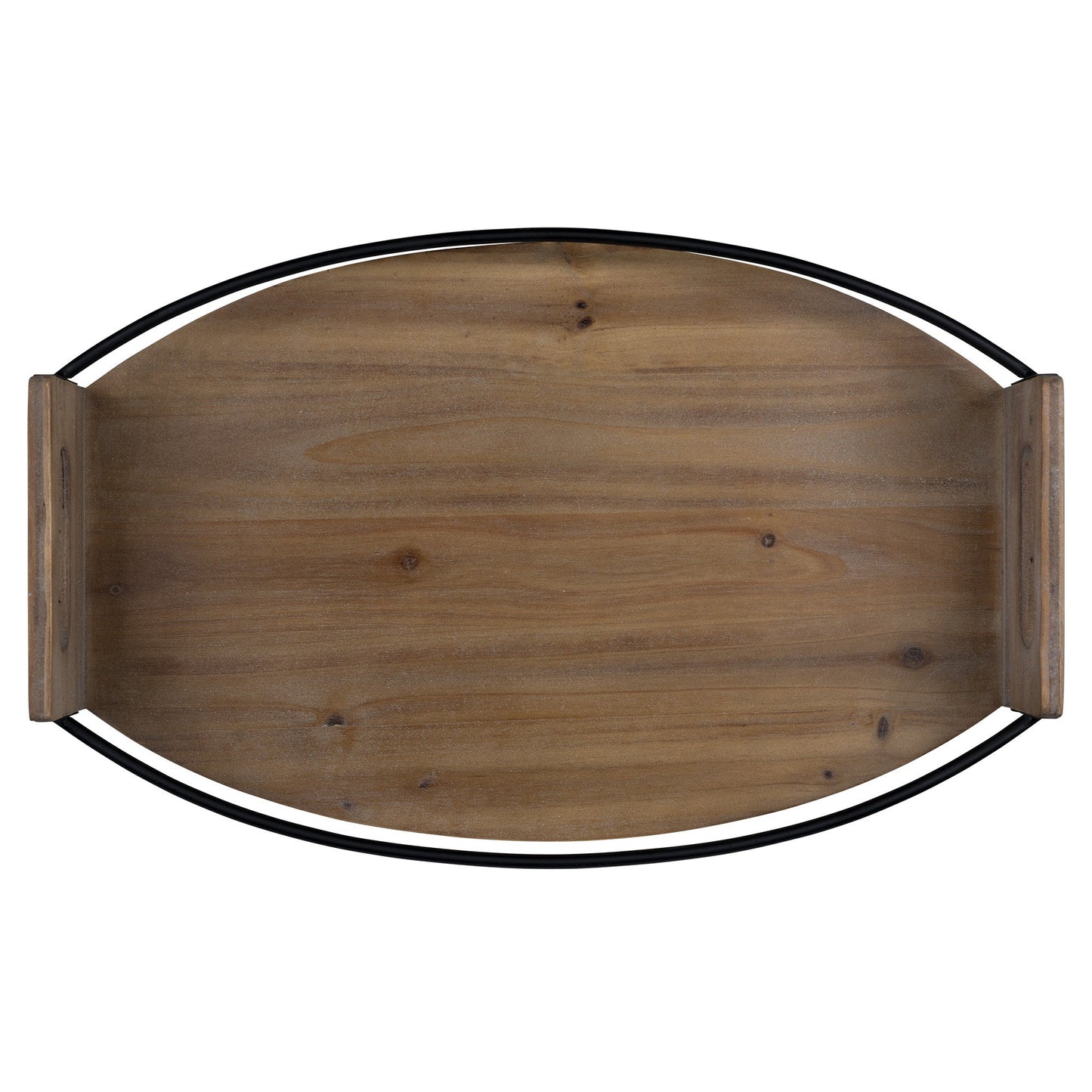 HomeRoots Oval Wooden Tray in Rustic Brown Finish