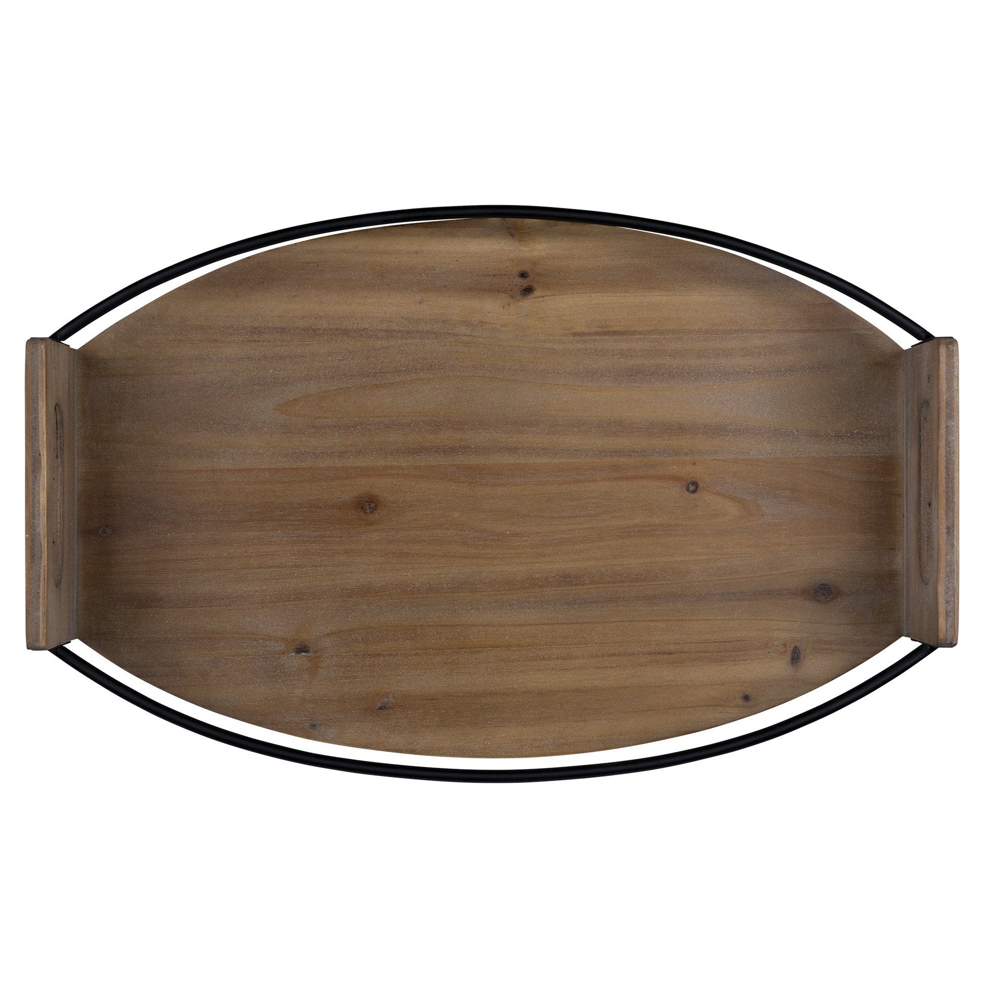 HomeRoots Oval Wooden Tray in Rustic Brown Finish