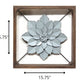 HomeRoots Pale Blue Metal Flower in Walnut Finish Frame