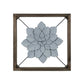 HomeRoots Pale Blue Metal Flower in Walnut Finish Frame