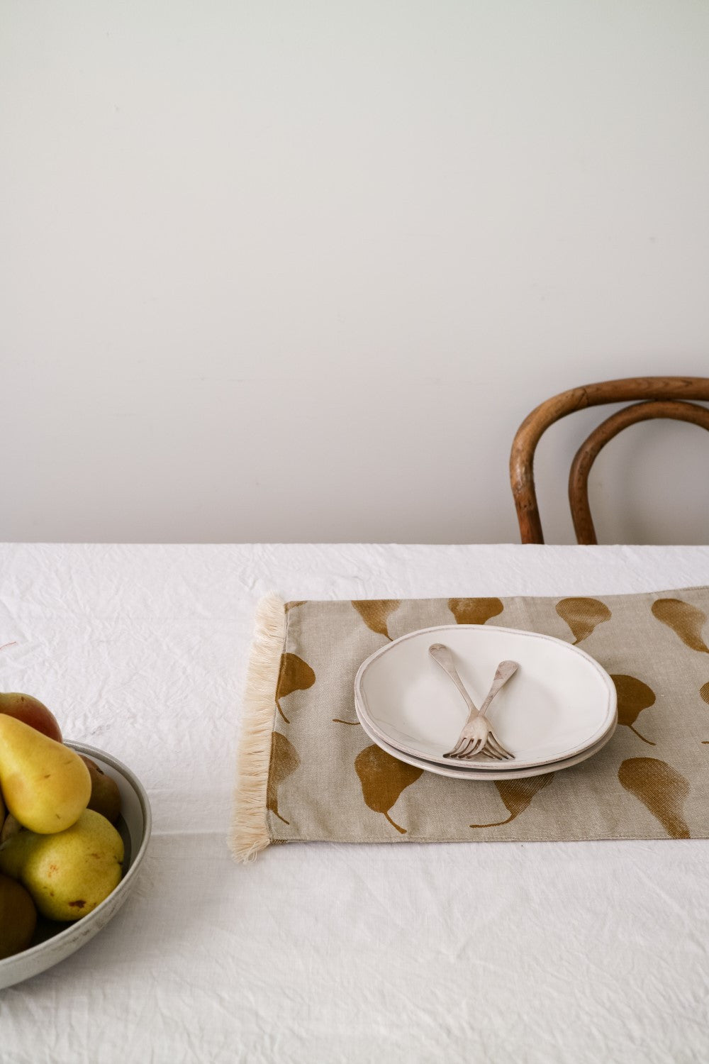 HomeRoots Pale Yellow Pear Pattern Placemats in Set of 8
