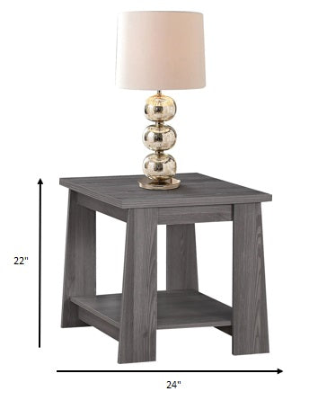 HomeRoots Particle Board End Table With Dark Gray Oak Finish