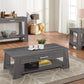 HomeRoots Particle Board End Table With Dark Gray Oak Finish