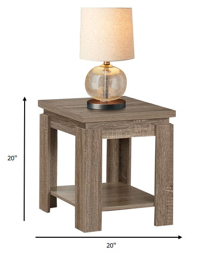 HomeRoots Particle Board End Table With Dark Taupe Finish