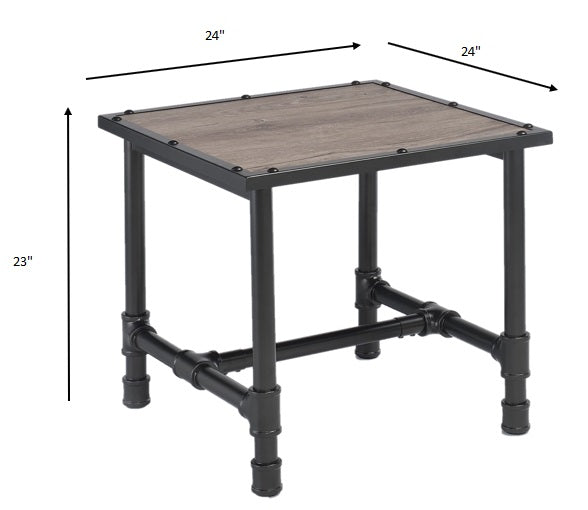 HomeRoots Particle Board and Melamine End Table With Rustic Oak and Black Finish