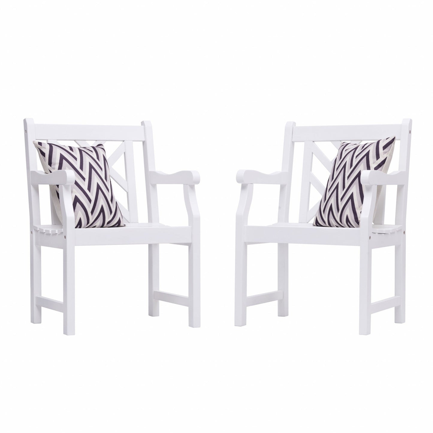 HomeRoots Patio Armchair With Diagonal Design in White Finish