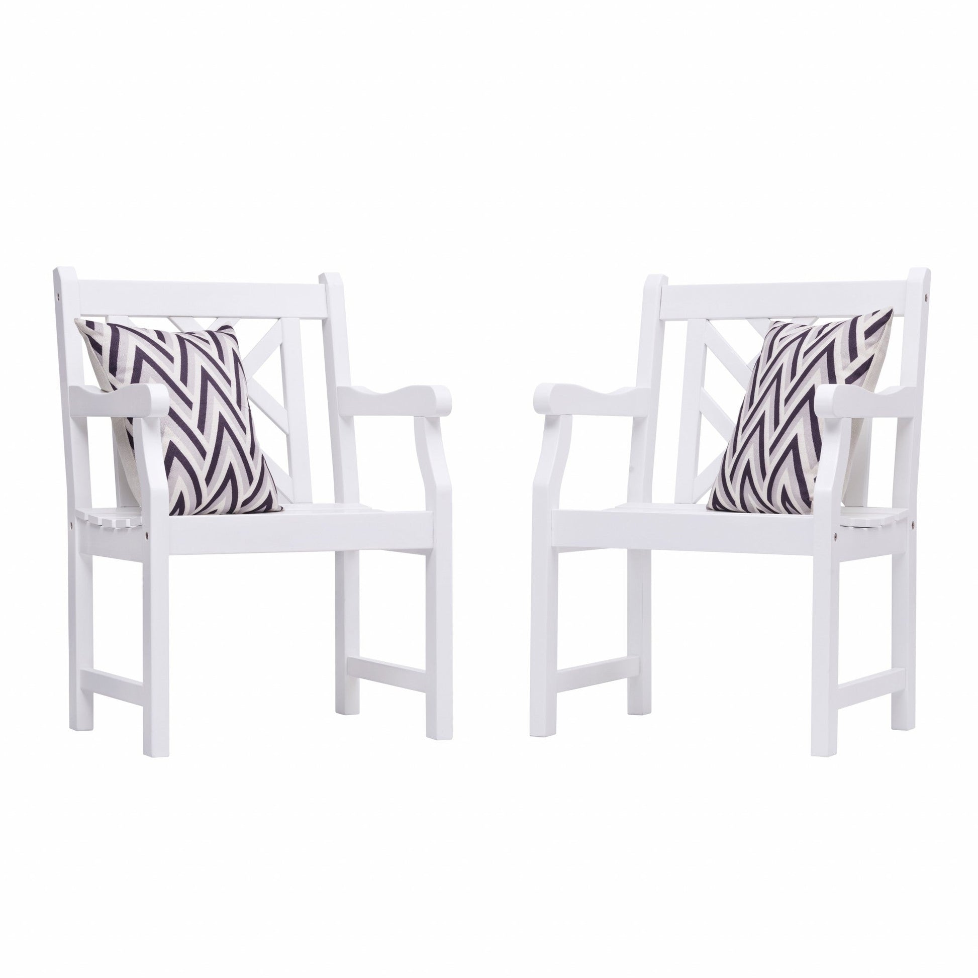 HomeRoots Patio Armchair With Diagonal Design in White Finish