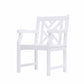 HomeRoots Patio Armchair With Diagonal Design in White Finish