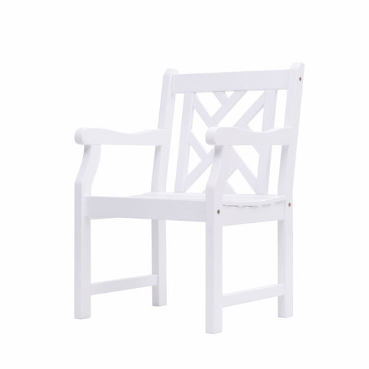 HomeRoots Patio Armchair With Diagonal Design in White Finish