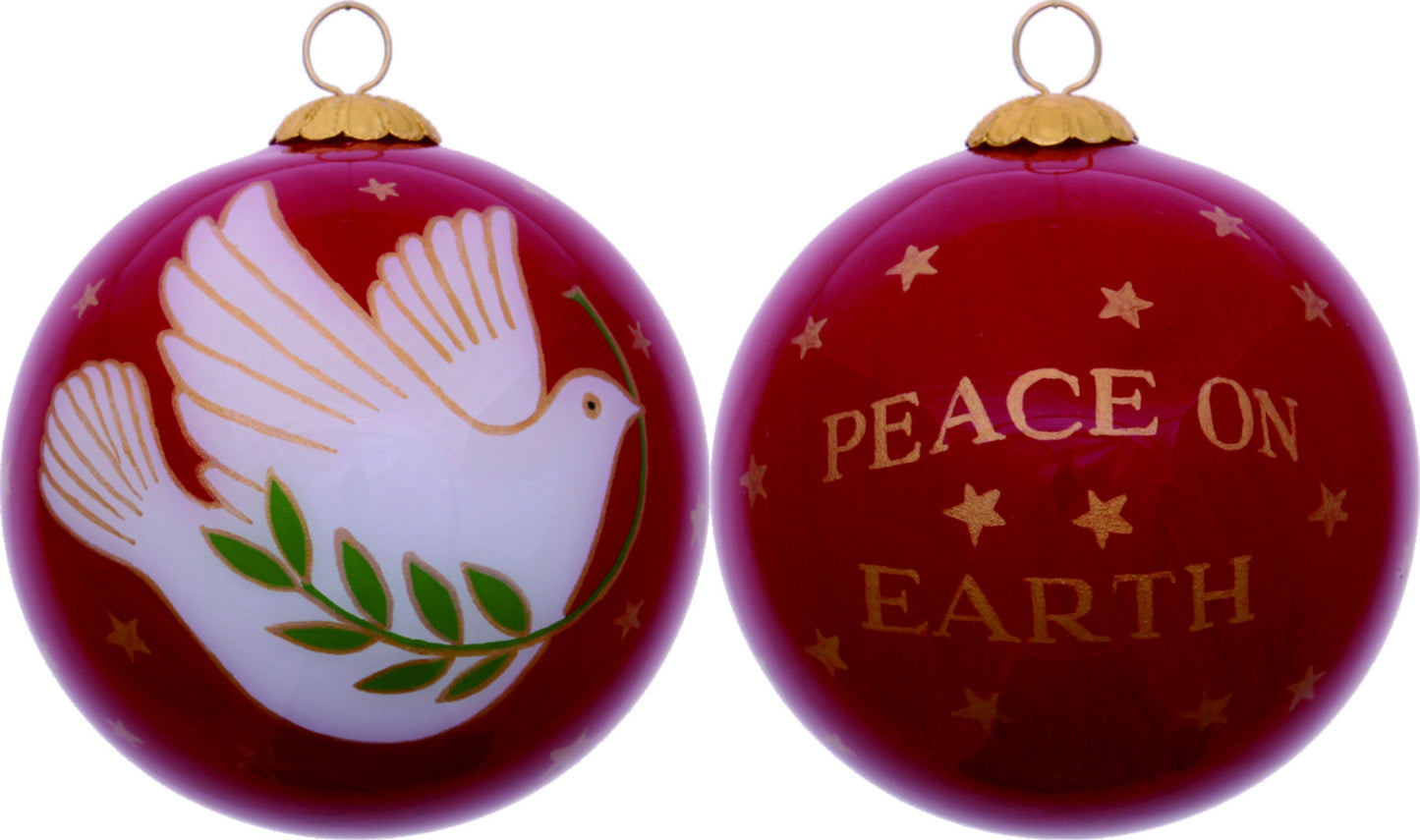 HomeRoots Peace on Earth Dove Hand Painted Mouth Blown Glass Ornament