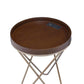 HomeRoots Pearlescent Gold and Dark Brown USB Side Table with Sectioned Top