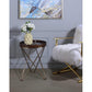 HomeRoots Pearlescent Gold and Dark Brown USB Side Table with Sectioned Top