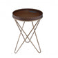 HomeRoots Pearlescent USB Side Table With Gold and Dark Brown Finish