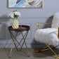 HomeRoots Pearlescent USB Side Table With Gold and Dark Brown Finish