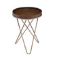 HomeRoots Pearlescent USB Side Table With Gold and Dark Brown Finish