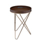 HomeRoots Pearlescent USB Side Table With Gold and Dark Brown Finish