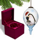 HomeRoots Penguin Mother and Child Hand Painted Mouth Blown Glass Ornament
