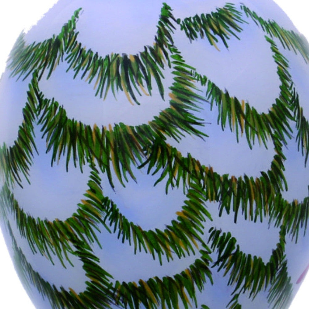 HomeRoots Perched Winter Cardinal Hand Painted Mouth Blown Glass Ornament