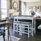 HomeRoots Perfecto White Finish Sofa table with Two Bar Stools
