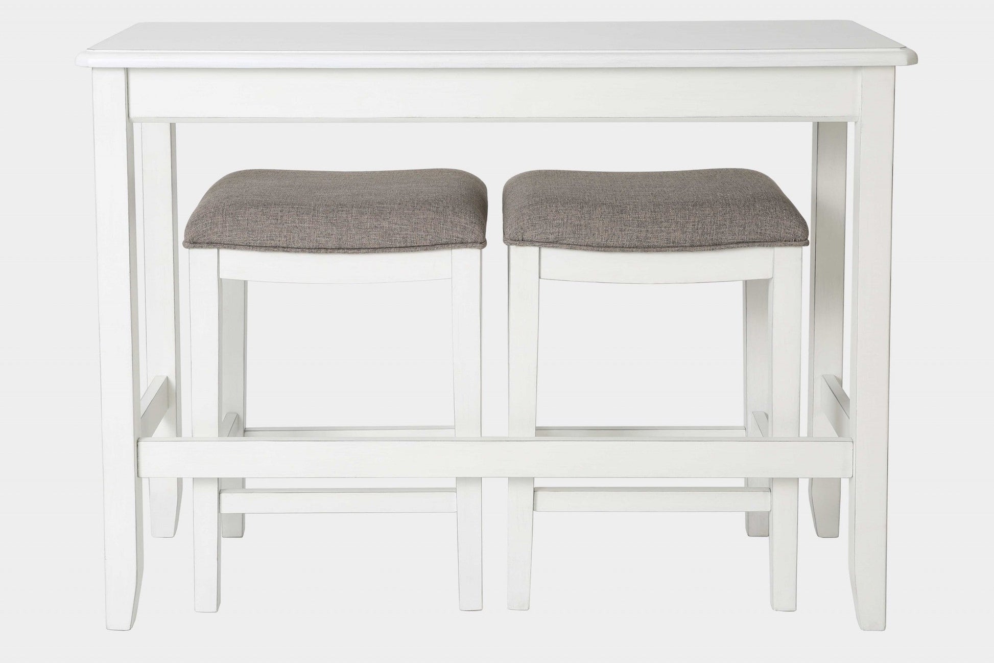 HomeRoots Perfecto White Finish Sofa table with Two Bar Stools