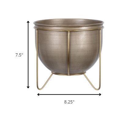 HomeRoots Petite Bronze and Gold Metal Plant Pot