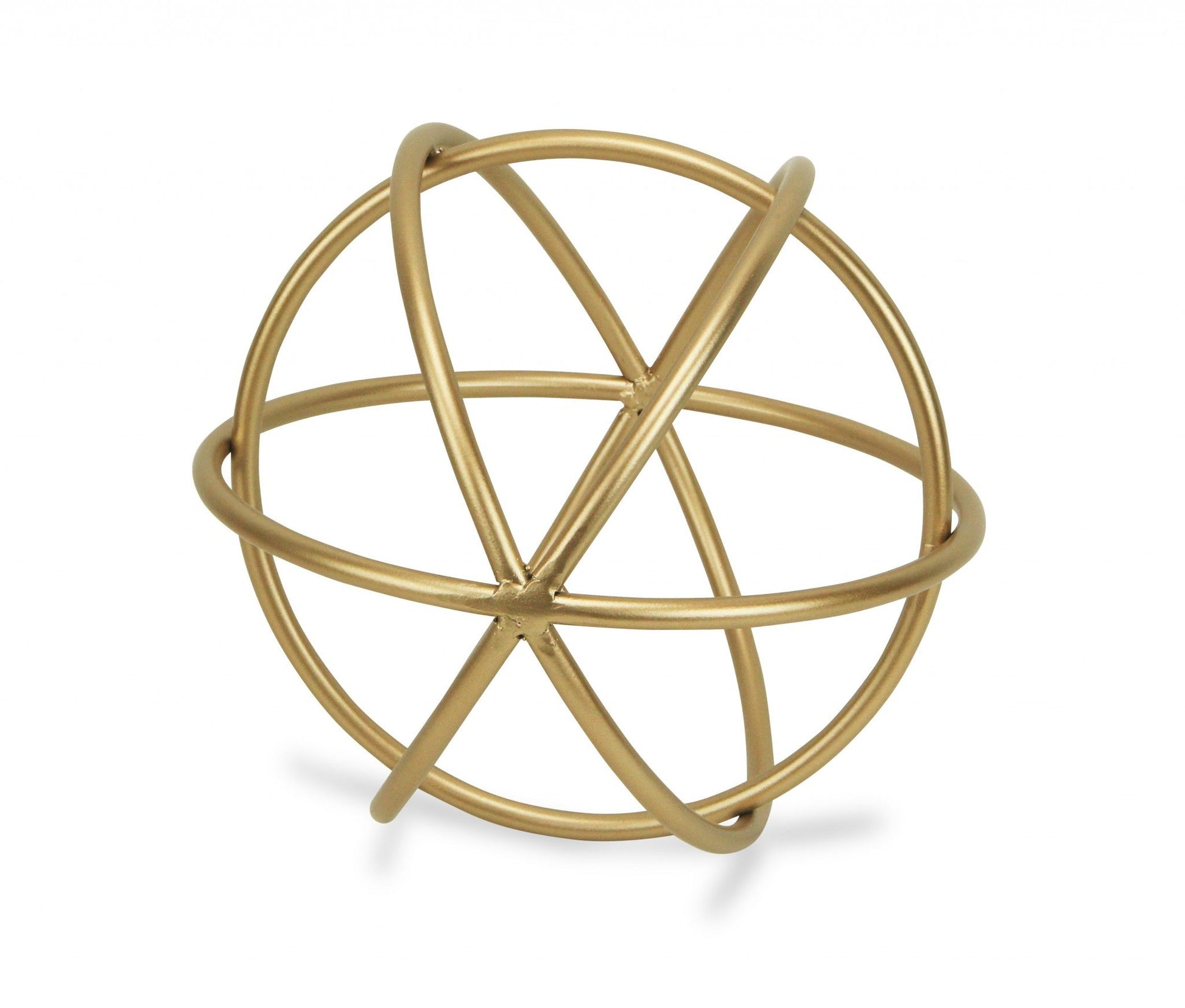 HomeRoots Petite Gold Metal Orb Decorative Sculpture