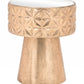 HomeRoots Petite Tribal Mirror Side Table in Gold Finish