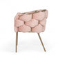 HomeRoots Pink Geo Velvet And Brushed Brass Velvet Dining Chair