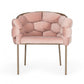 HomeRoots Pink Geo Velvet And Brushed Brass Velvet Dining Chair