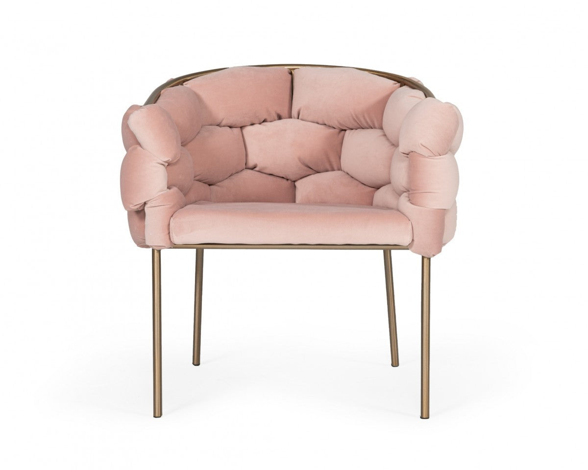 HomeRoots Pink Geo Velvet And Brushed Brass Velvet Dining Chair
