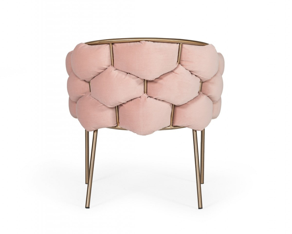 HomeRoots Pink Geo Velvet And Brushed Brass Velvet Dining Chair