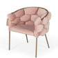 HomeRoots Pink Geo Velvet And Brushed Brass Velvet Dining Chair