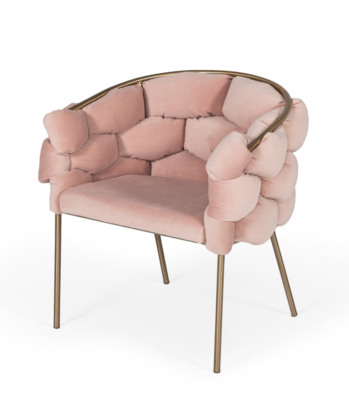 HomeRoots Pink Geo Velvet And Brushed Brass Velvet Dining Chair
