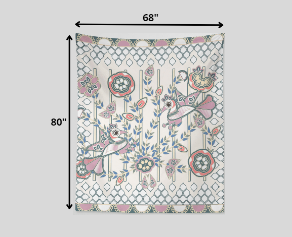 HomeRoots Pink Peacock Duo 80" x 68" Hanging Wall Tapestry
