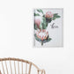 HomeRoots Pink Printed Flowers with Distressed White Frame