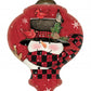HomeRoots Plaid Snowman and Cardinals Hand Painted Mouth Blown Glass Ornament