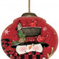 HomeRoots Plaid Snowman and Cardinals Hand Painted Mouth Blown Glass Ornament