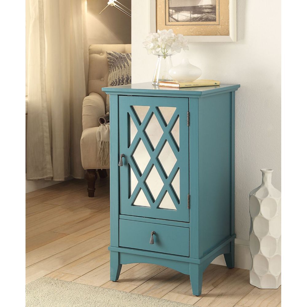 HomeRoots Pop Of Color Teal Accent Cabinet