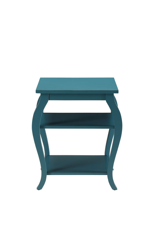 HomeRoots Pop of Color Bow Leg Square End or Side Table in Teal Finish