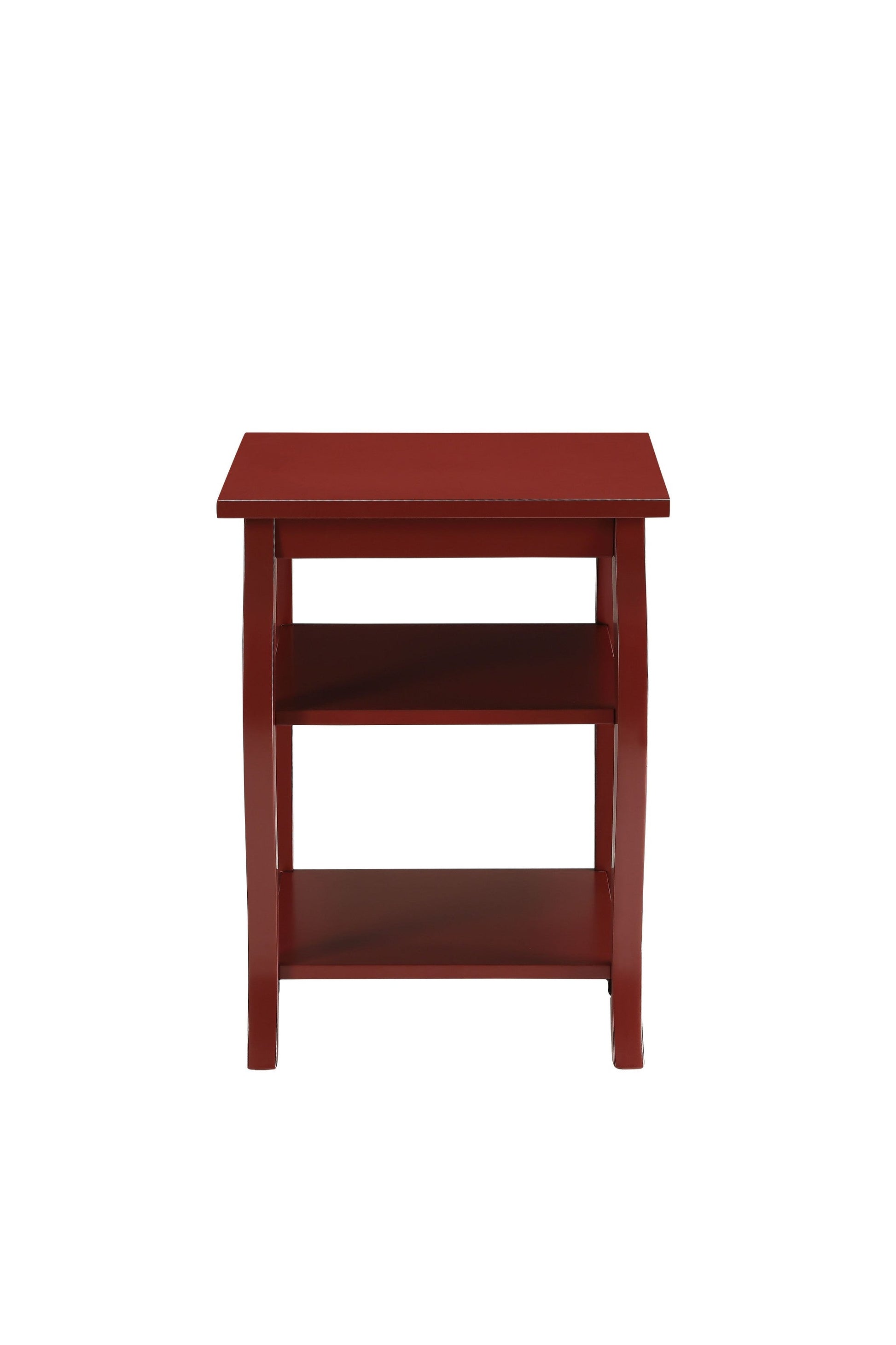 HomeRoots Pop of Color Red Square End Table With Bow Leg